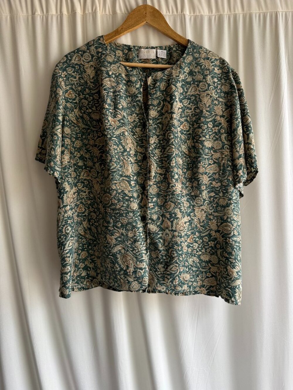 Vintage Liz Claiborne Elisabeth 100% Silk Floral Blouse 20P